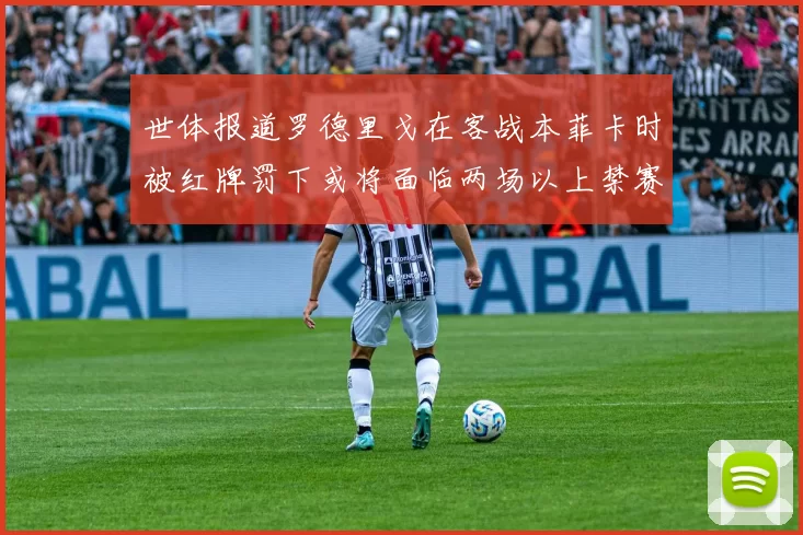 世体报道罗德里戈在客战本菲卡时被红牌罚下或将面临两场以上禁赛处罚